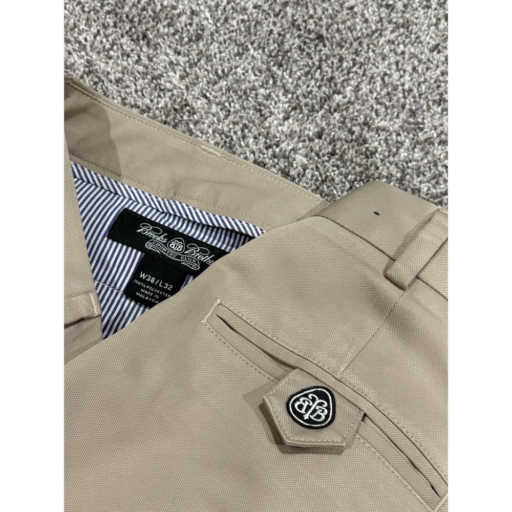 Brooks Brothers Country Club Khaki Pleated Cuffed Trousers Mens 38x32 Tan Golf